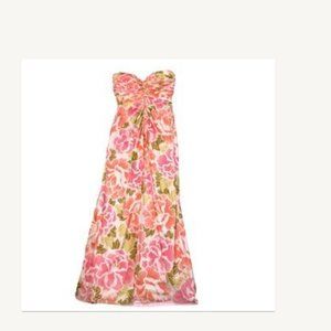 Tadashi Vintage Colorful Floral Ruched Dress Medium